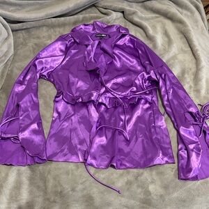 🎉 NWT Fashion Nova Satin Purple Blouse